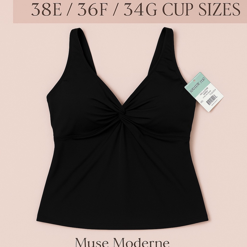 Sunsets Forever Underwire Tankini Top – Black – NWT – Fits 38E / 36F / 34G Cups - Picture 2 of 7